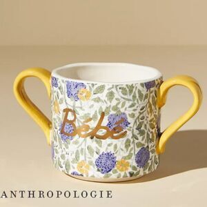 Anthropologie "bebe" Floral Print mug with gold details
